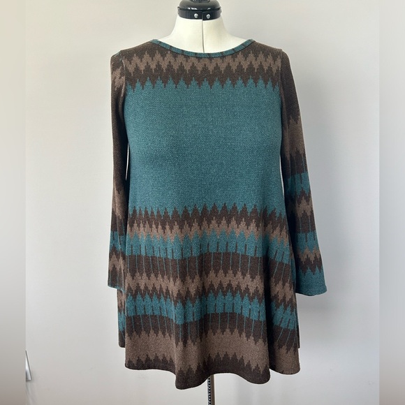 Bellamie Brown & Teal Sweater Tunic/Dress - Picture 1 of 6